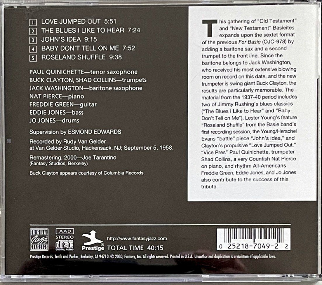 CDs: Paul Quinichette - Basie Reunion – Gebraucht aus Savagnier von Ne2065 1
