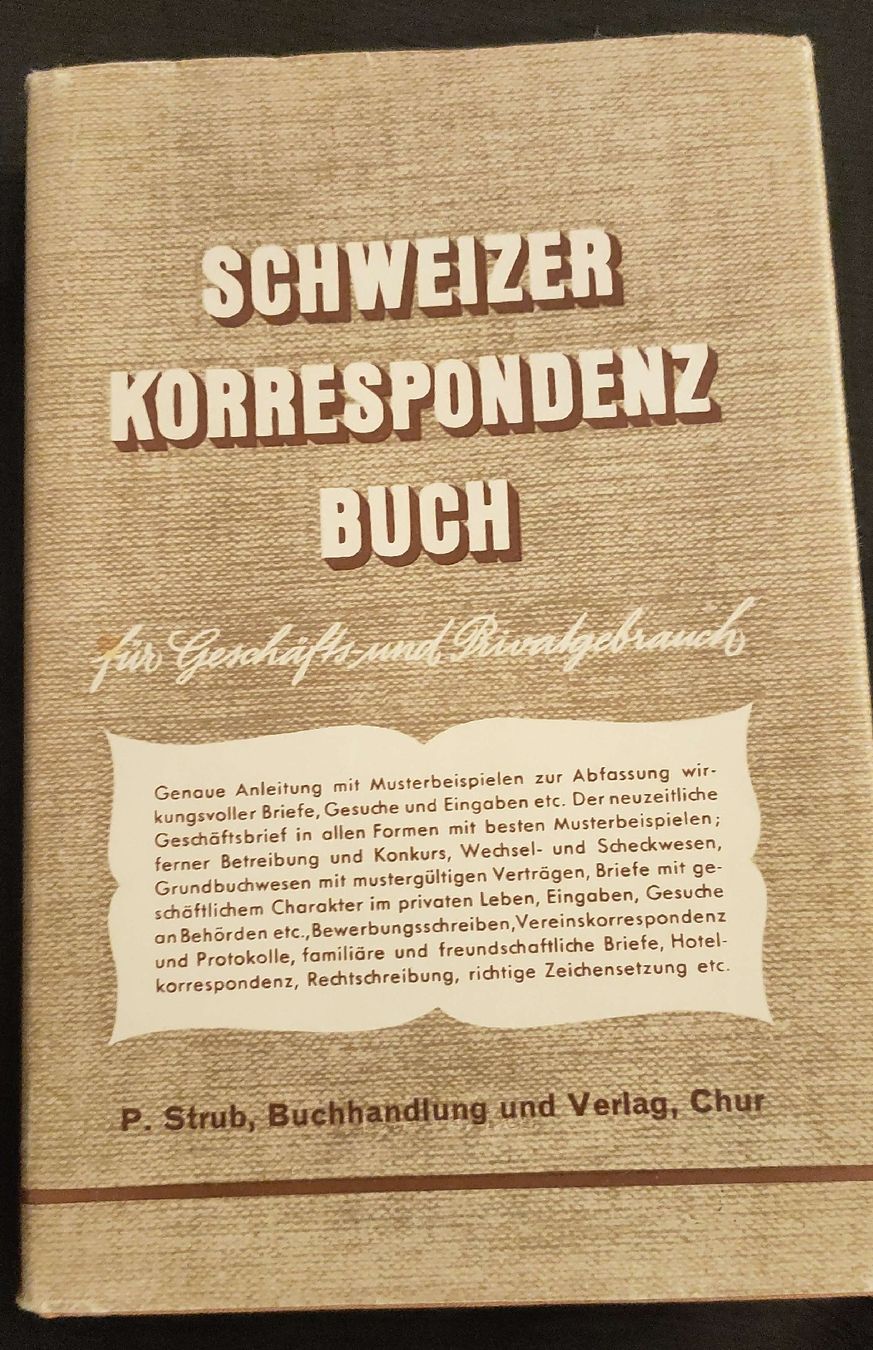Libri: Schweizer Korrespondenz Buch 1962.      P. Strub- Rarität – Usato da Gipf-Oberfrick venduto da minini