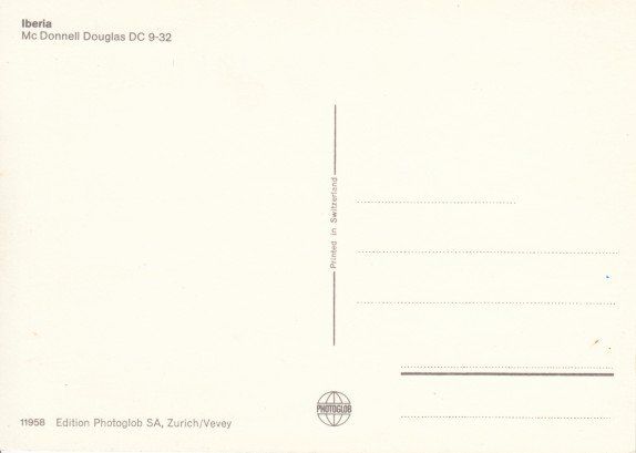 Cartoline postali: McDonnell Douglas Dc-9, Iberia – Usato da Zuerich venduto da OceanLinerPostcards 1