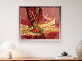 Mischtechnik Gemälde 59x70 cm gerahmt – Boho / Vintage Stil