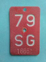 Velonummern Fahrradnummer SG 79 16651