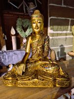 Blattvergoldete Buddha-Statue Unikat