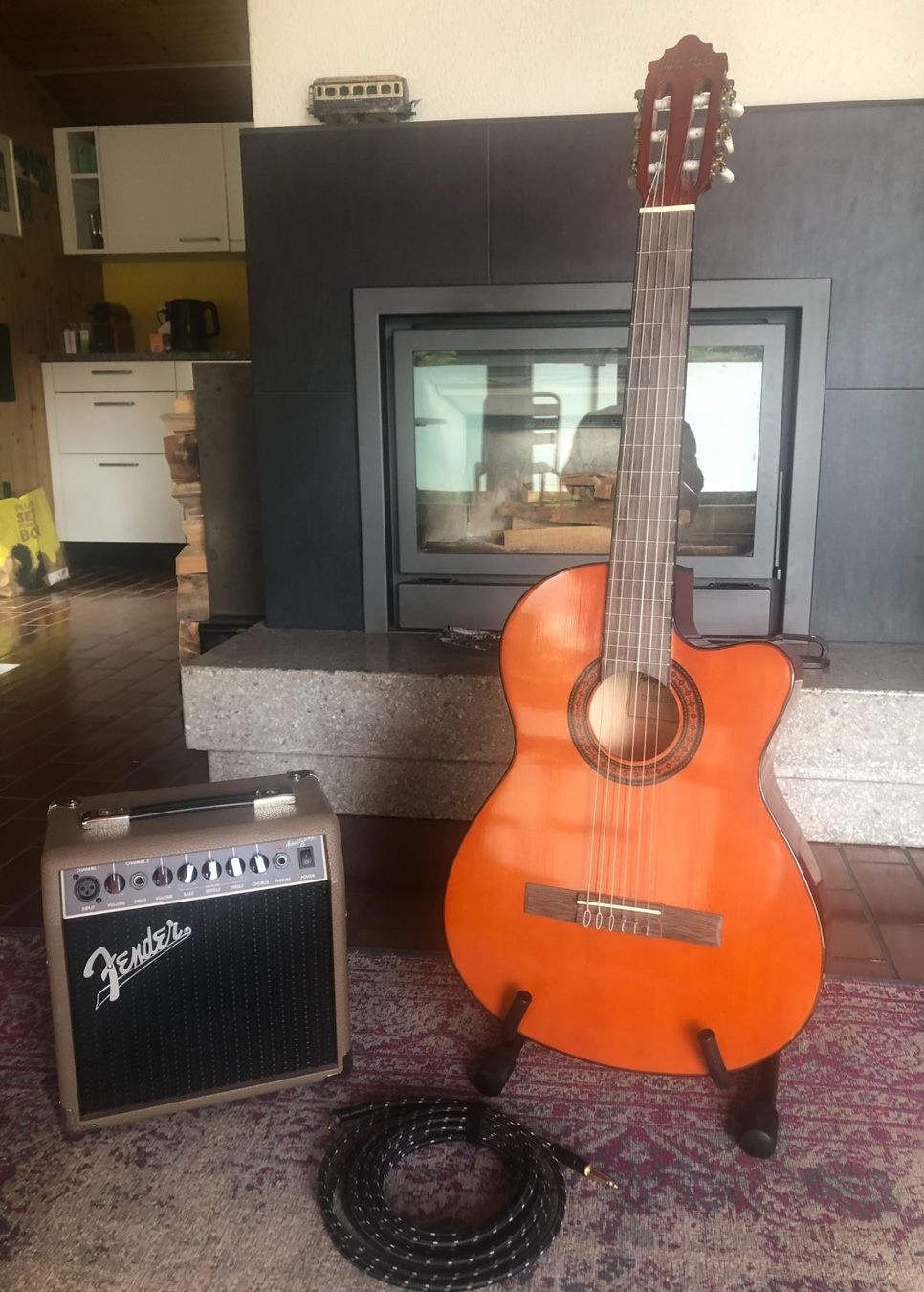 Strumenti musicali: Guitare éléctro acoustque avec ampli Fender – Usato da Les Pontins venduto da dom2010 1