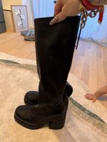 Stiefel schwarz Plateau Blockabsatz Grösse 39
