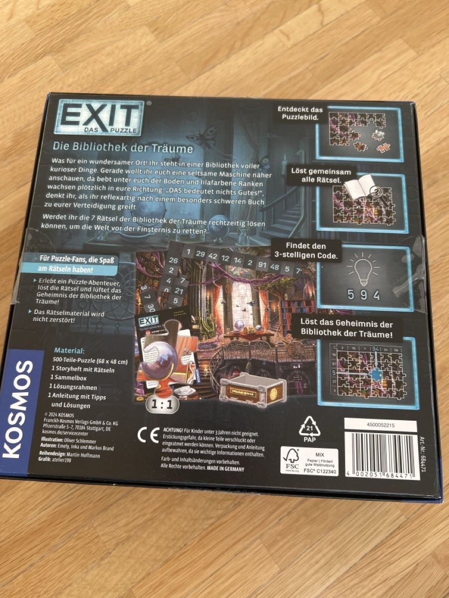 Kosmos Spiele: Exit - Das Puzzle: Die Bibliothek der Träume - Kosmos - 500 – Neu (gemäss Beschreibung) aus Heerbrugg von bluekolibri 1