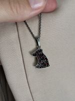 Bohemian Garnet Dog Pendant Necklace – 925 Silver, Oxidised