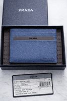 Prada Card Holder in Blue Saffiano Leather