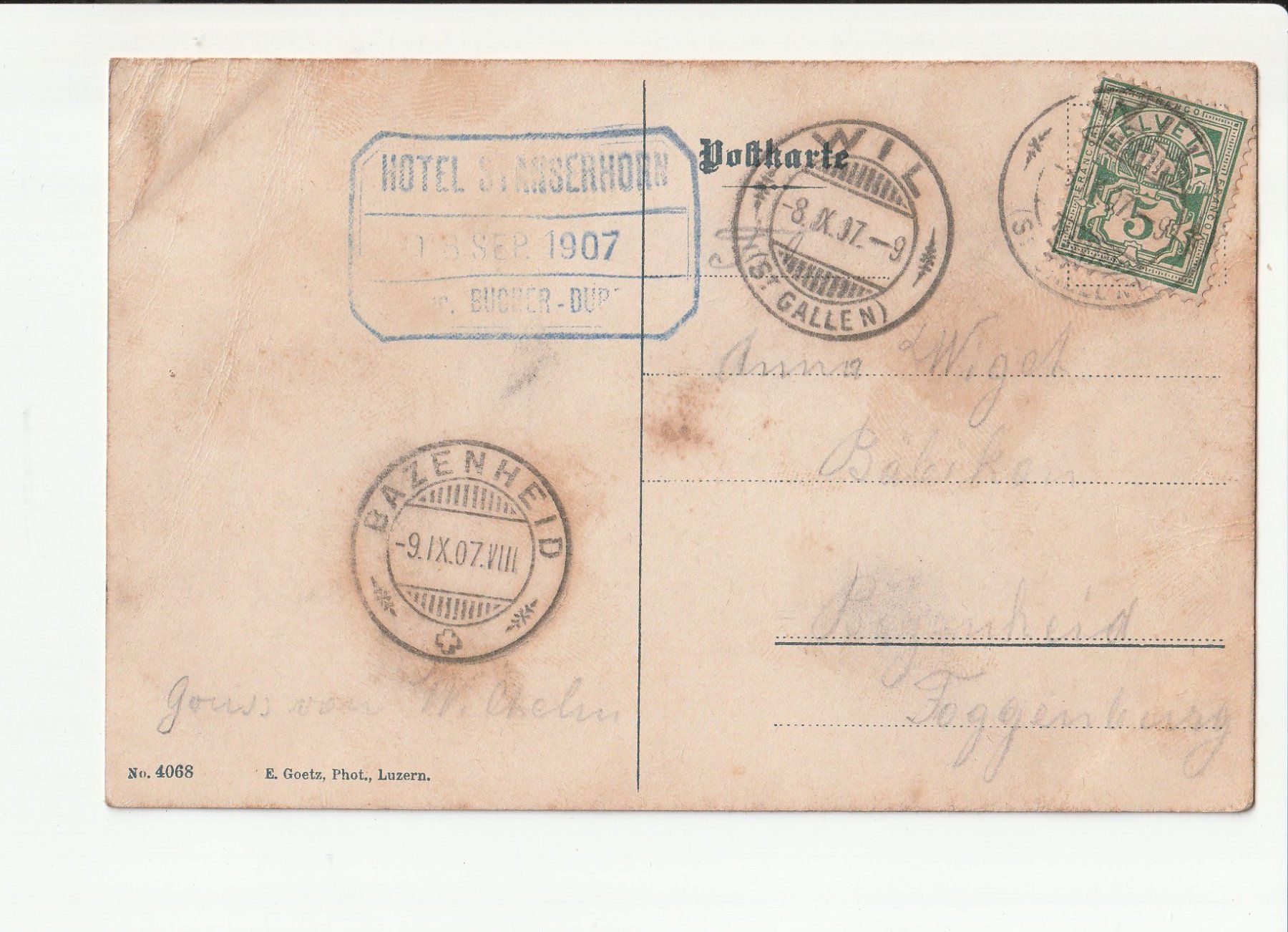 Cartoline postali: Alte Ansichtskarte Stanserhorn, gelaufen 1907 – Usato da Rheineck venduto da rhynegg 1