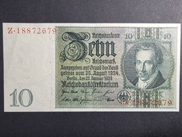 10 Reichsmark , Sammlernote, guter Zustand.