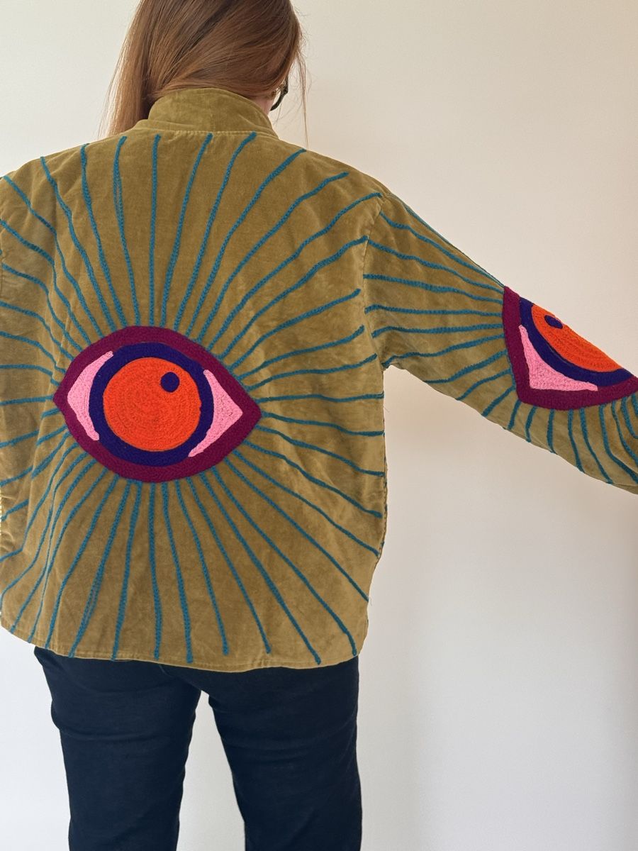 Jacken: Bestickte Jacke aus Samt und Baumwollfutter – Neu (gemäss Beschreibung) aus Zug von back_to_paris 1