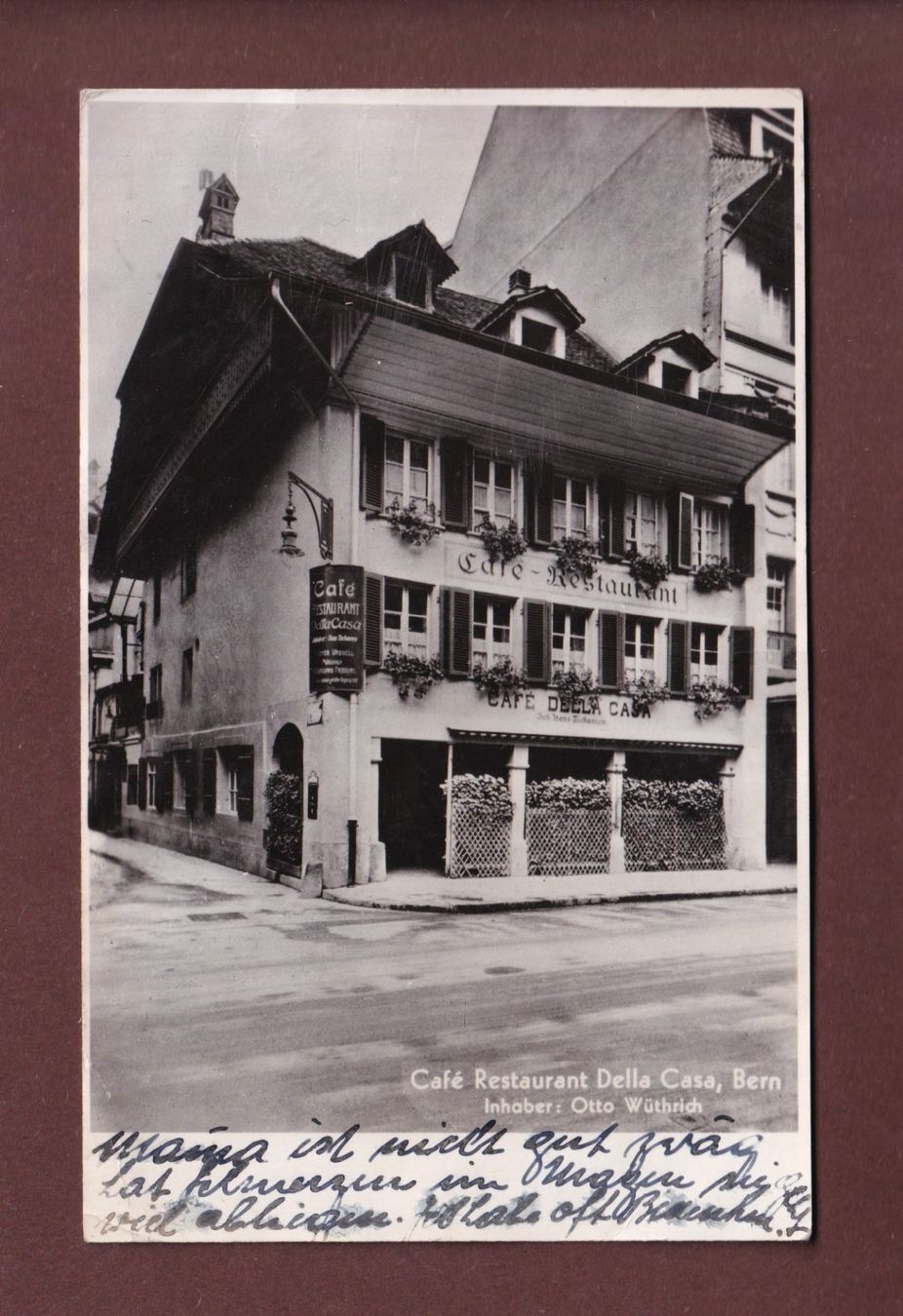 Cartoline postali: BERN - Restaurant Della Casa - 1939 – Usato da Pully venduto da nicecards-shop