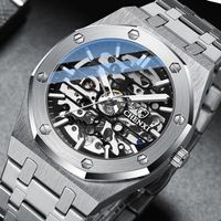 Edle Skelett Automatik Uhr Armbanduhr Herrenuhr Stahlband