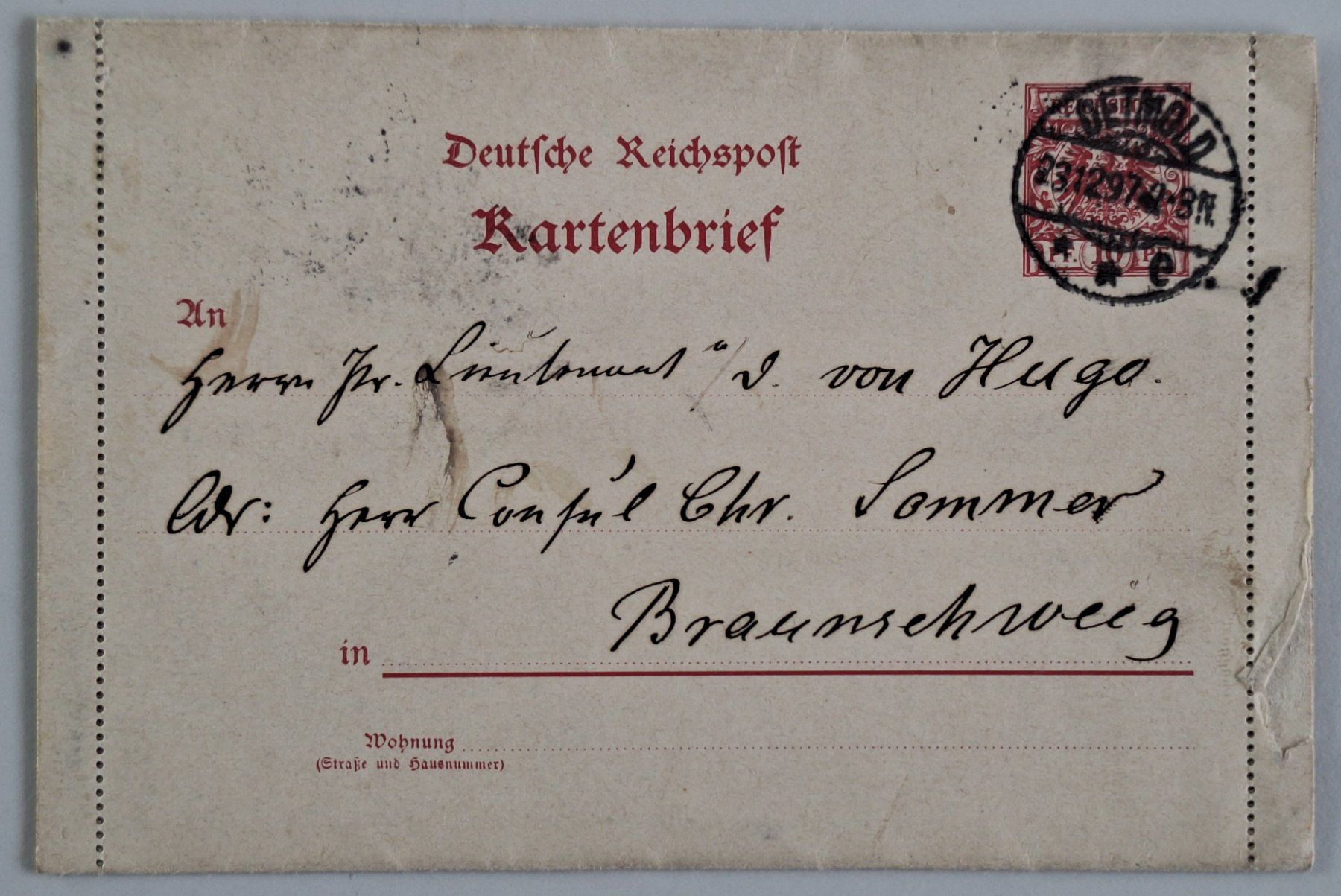 Couverts & Versandtaschen: Deutsches Reich 1897 – Gebraucht aus Lohn-Ammannsegg von konstrwu