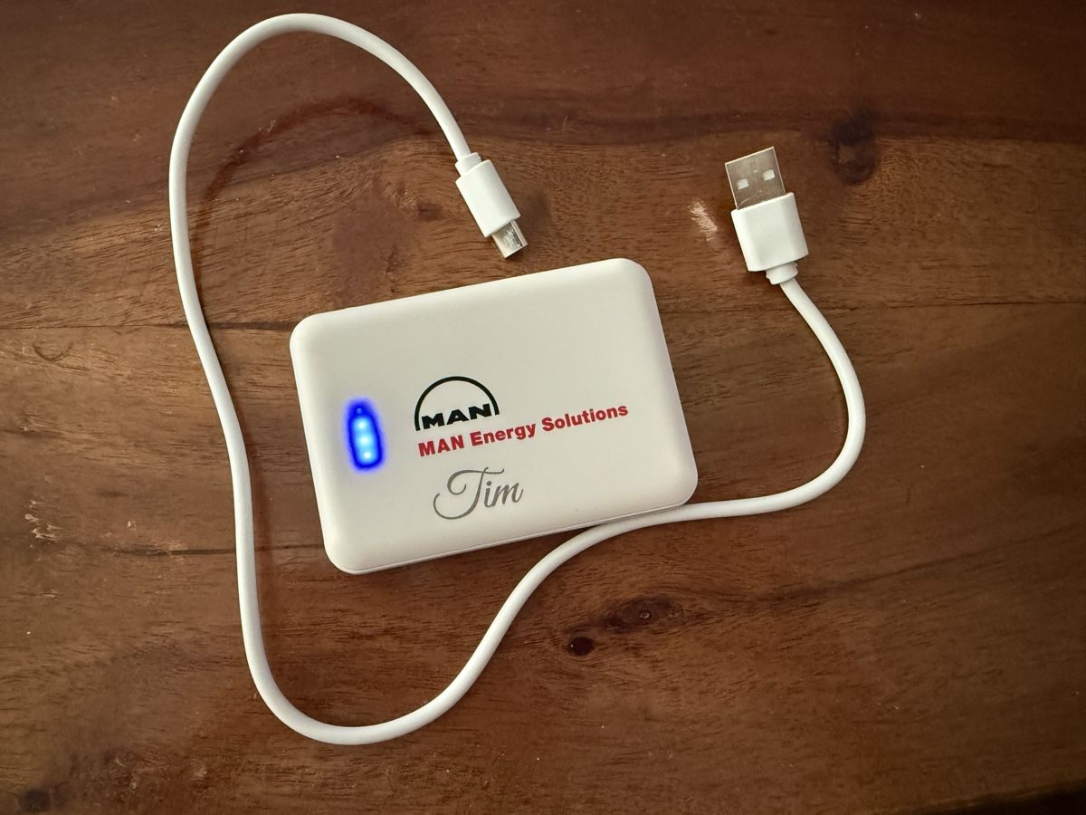 Batterie: Powerbank MAN Energy Solutions, weiss mit Ladekabel – Usato da Otelfingen venduto da Otto4