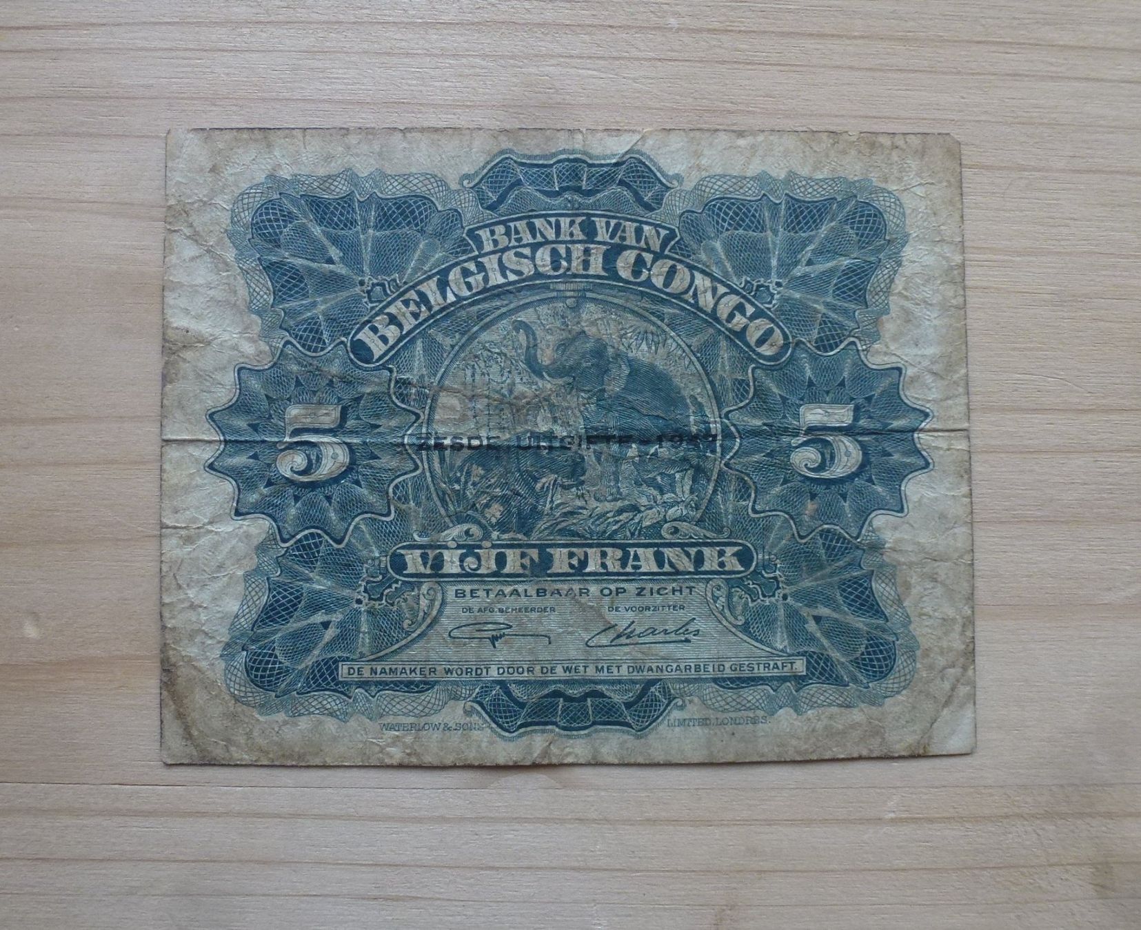 Billets de banque: Belgisch-Kongo ++ 5 Francs 1947 - selten – D'occasion à Walkringen par Casablanca777 1