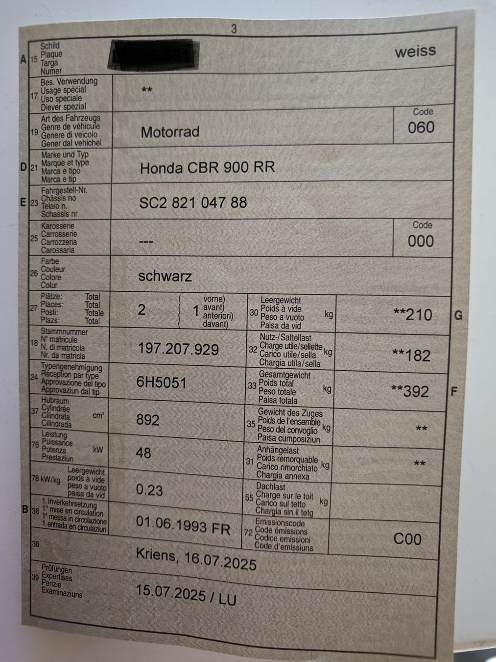 Honda Strada: Honda CBR 900 RR Fireblade SC28 – Usato da Ufhusen venduto da BlackWodka 7