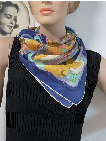 Foulard Seide bunter Farbenrausch handrolliert VINTAGE 50s