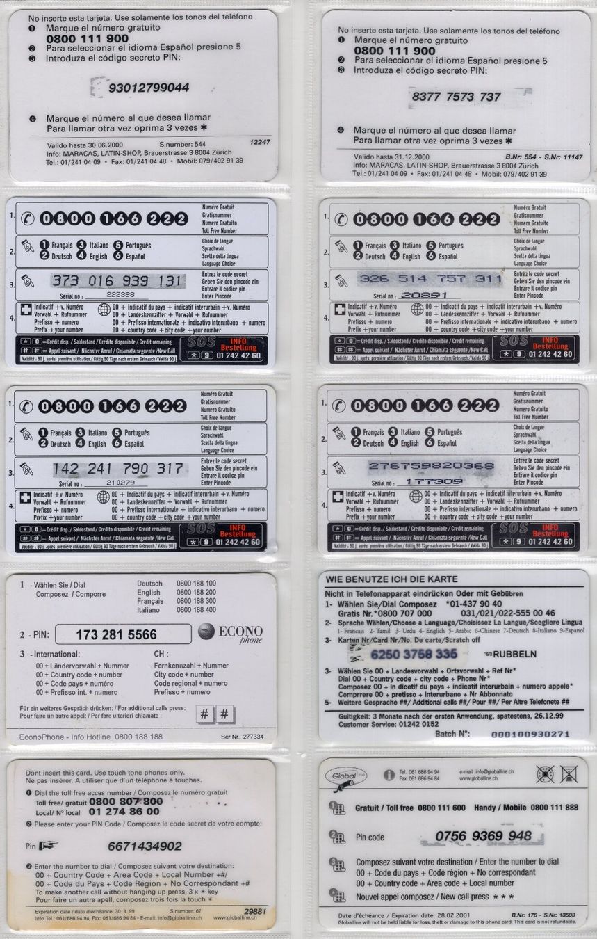 Cartes de téléphone: 10 diverse Schweizer Prepaid Telefonkarten – D'occasion à Eglisau par Chperfins 1