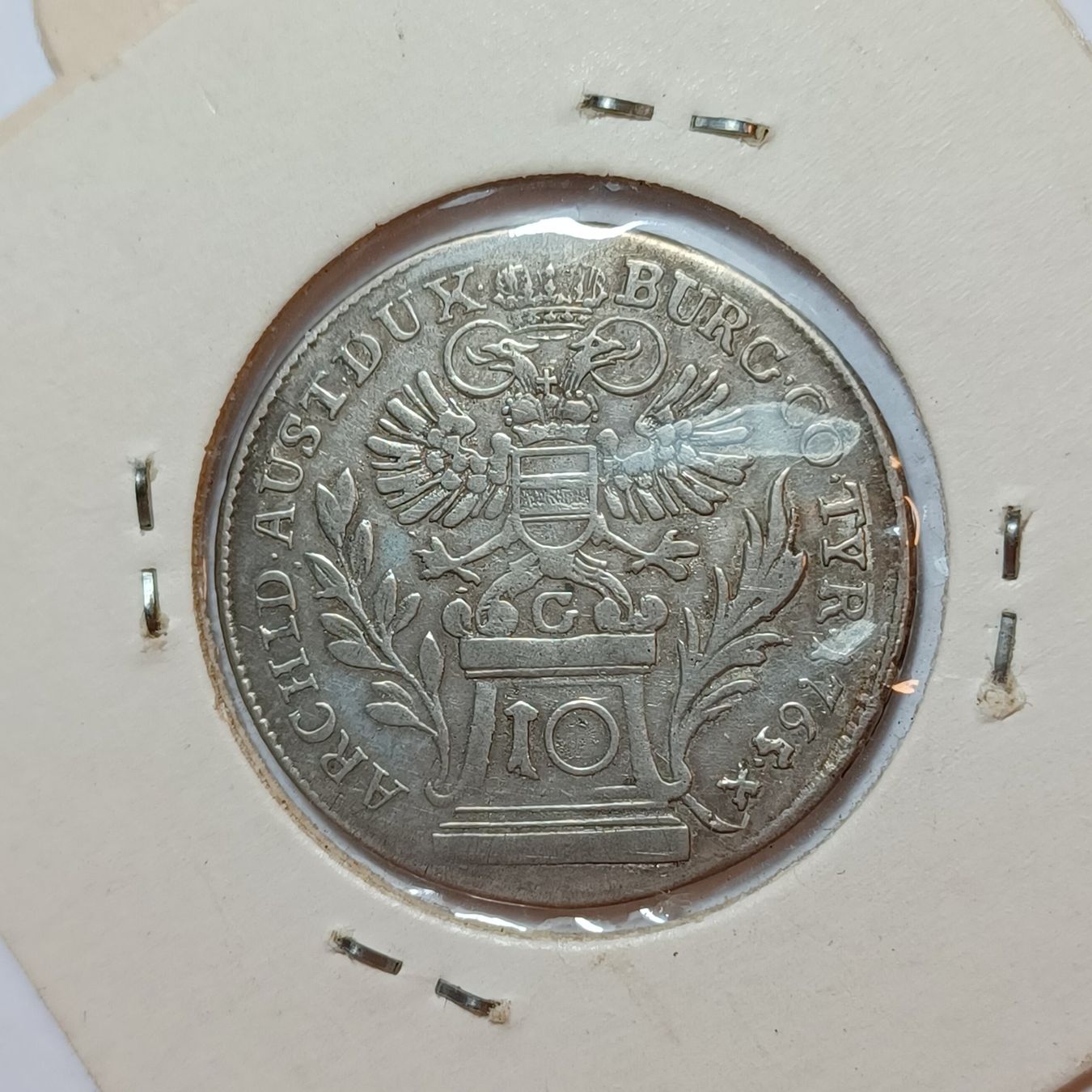 Alle Münzen: 10 Kreuzer 1765 Markgrafschaft Burgau – Gebraucht aus Pfäffikon ZH von Welt_Muenzen 1