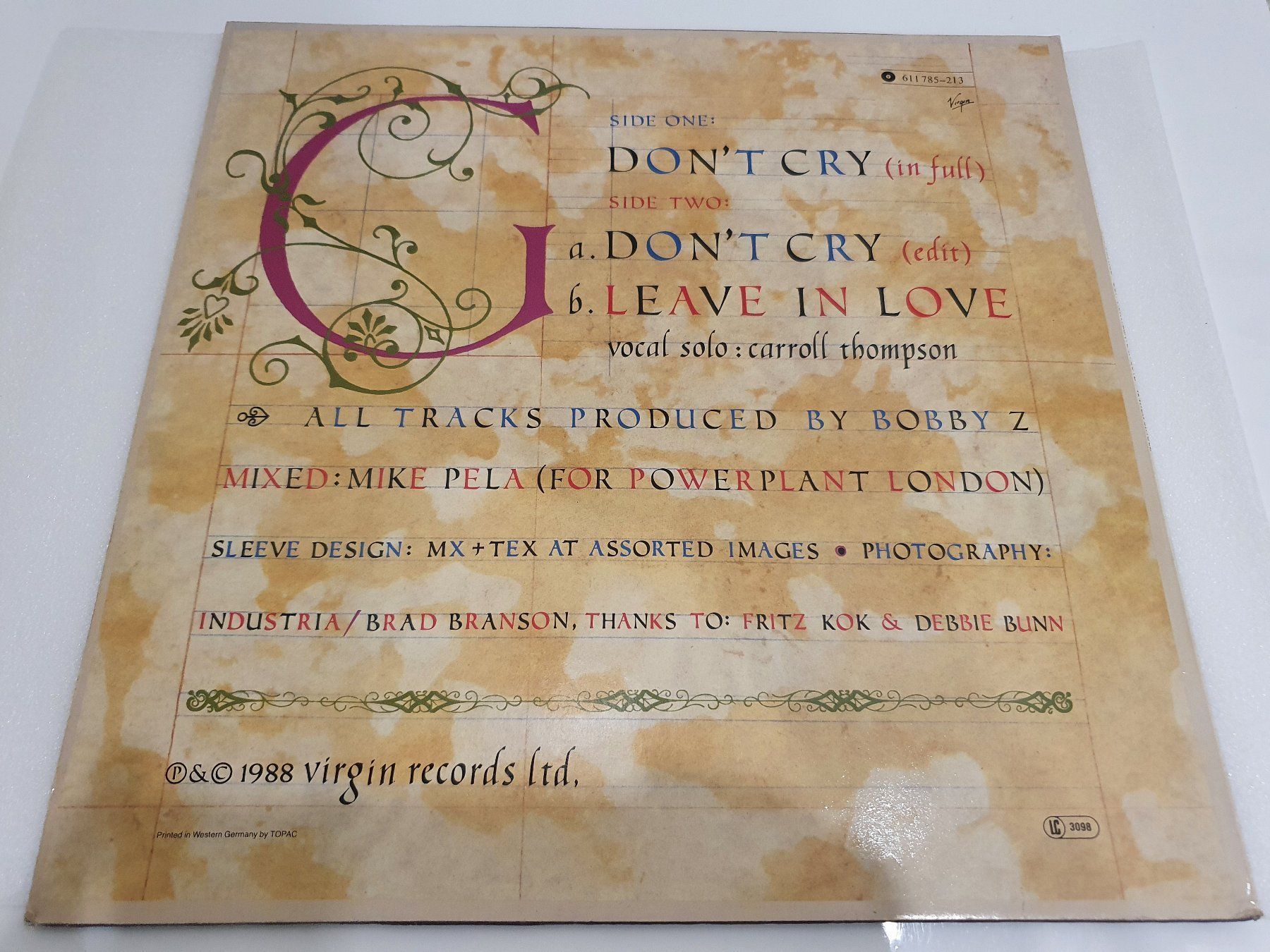 Vinyles: Boy George – Don't Cry – D'occasion à Uster par Vinyl-Leidenschaft 1