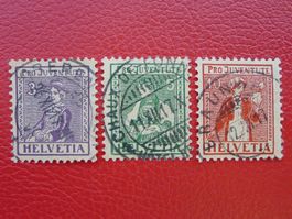 1917: J7-J9 Serie mit Voll-Stempel: SBK: 70.- schöne Serie.
