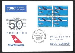 Jubiläumsflug 50 Jahre Luftpost Lausanne - Zürich 30.4.1969
