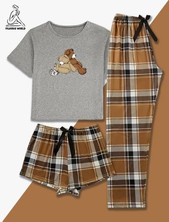 Schlafanzug-Pyjama-3-teilig-Bärenliebe-super flauschig-Top