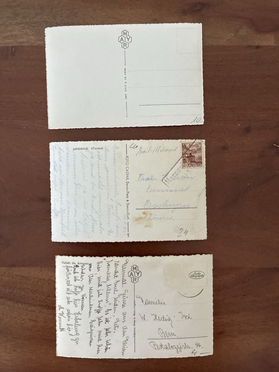 Ansichtskarten: 3 Ansichtskarten Schweiz von Arogno TI – Gebraucht aus Oftringen von Cla.vD.74 1