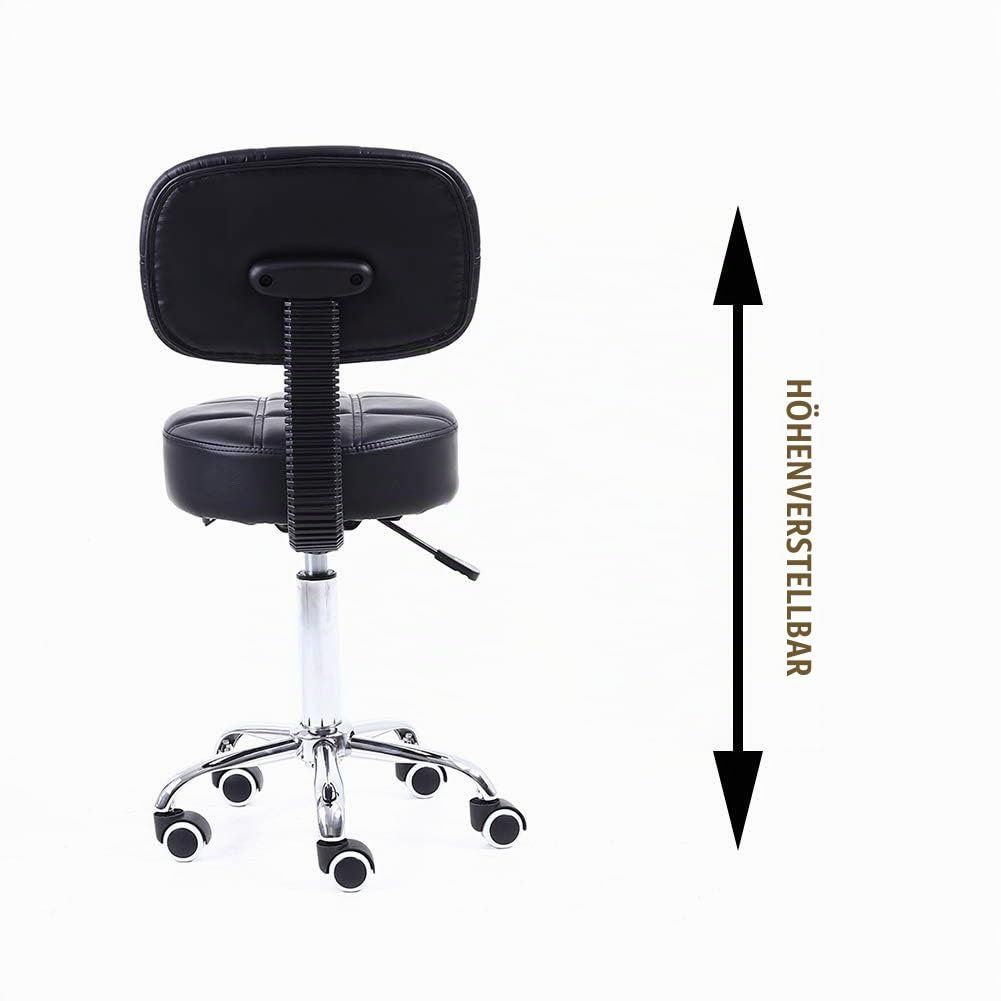 Hocker: Rollhocker Arbeitshocker Drehhocker Rückenlehne bis 136kg – Neu und originalverpackt aus Basel von EchoPeak 4