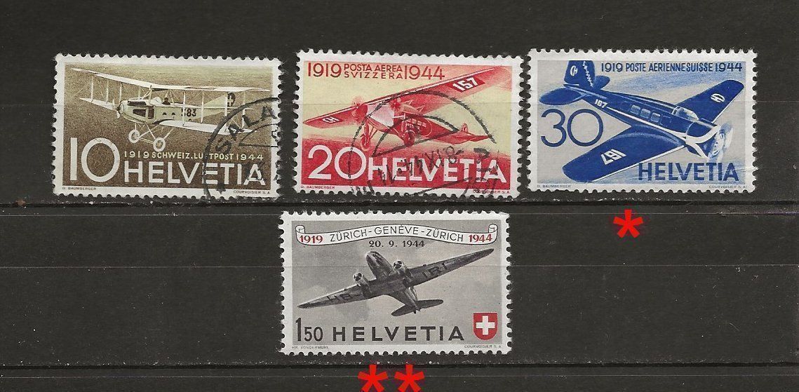 Tutti i francobolli: Avions CH Vol Douglas 1944 – Usato da Sion venduto da PierreP01