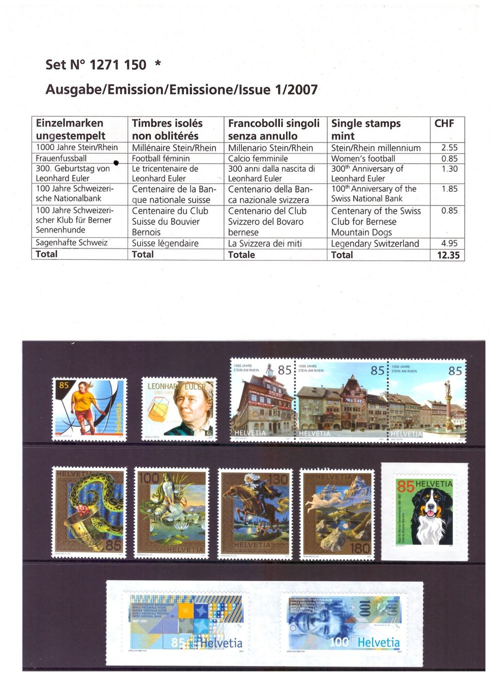 Alle Briefmarken: CH Briefmarken Ausgaben 2007 – Neu und originalverpackt aus Chur von marcbruni