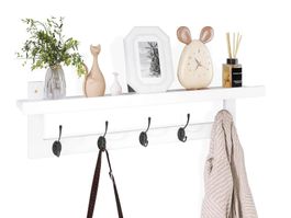 Wandgarderobe mit Ablage, 5 Doppel-Metallhaken, Bambusholz