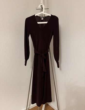 Burgundy Midi Kleid mit langen Ärmel H&M (Grösse XS)