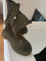 Neue ELENA LACHI Ankle-Boots in Leder Olivegrün