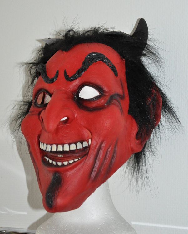  Halloween Maske Teufel - Latex mit Plüsch (Neu (gemäss Beschreibung Motiv 