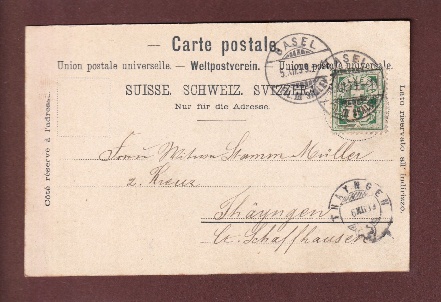 Cartoline postali: Gruss aus BASEL - 1899 – Usato da Pully venduto da nicecards 1