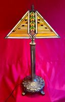 LAMPE ART DÉCO, INSPIRATION "TIFFANY", VERRE ET LAITON