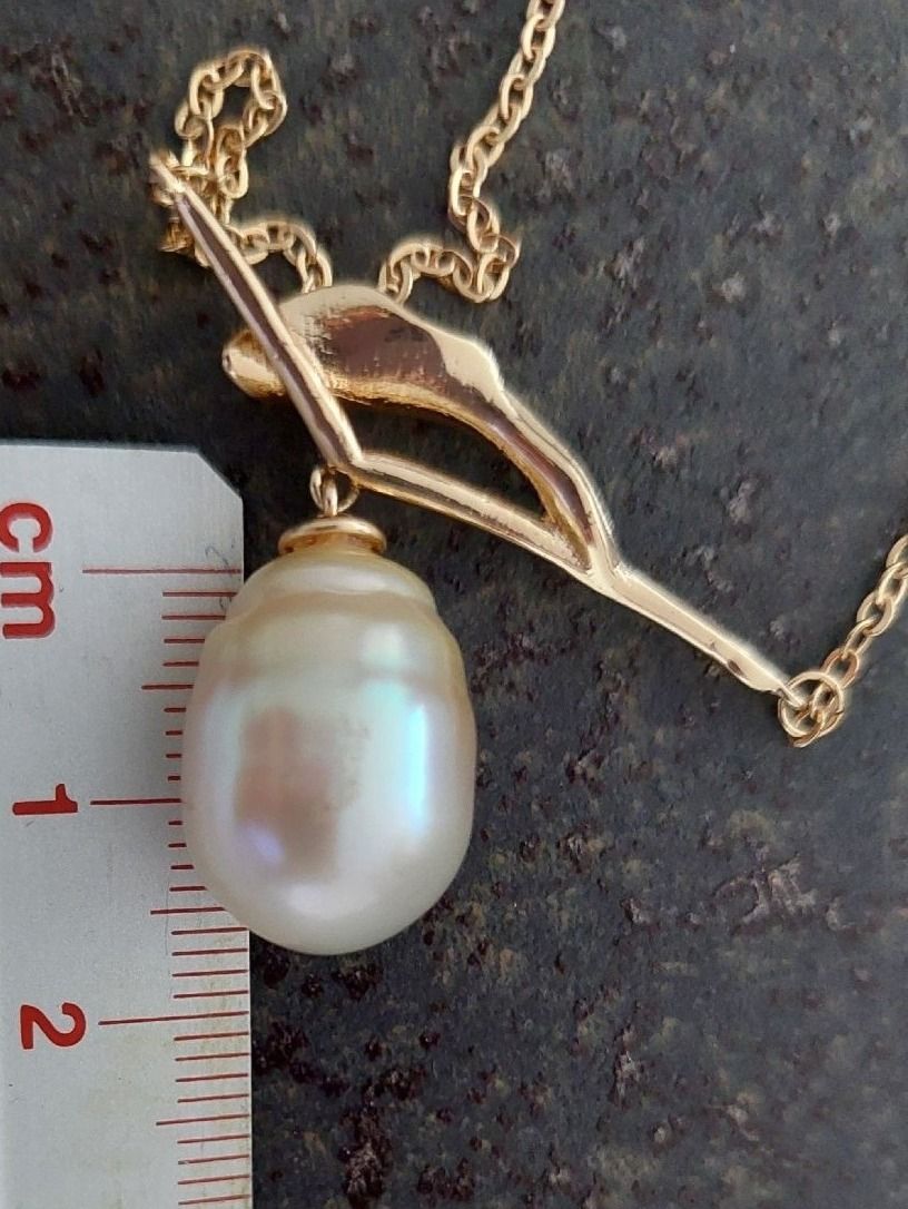 Ketten: Südsee-Perlenkette mit Edelstahl – barock & elegant – Neu (gemäss Beschreibung) aus St. Gallen von Ammora 2