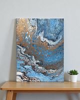 Abstraktes Acrylgemälde „Blaue Küste“ 30x40cm