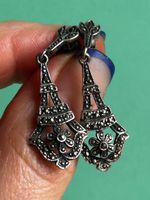 Silber Ohrenhänge Pyrit Blumen (Art Deco )