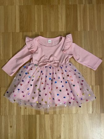Pink Heart Dress, Bow Detail, Size 6 - 9 Months, Spring!