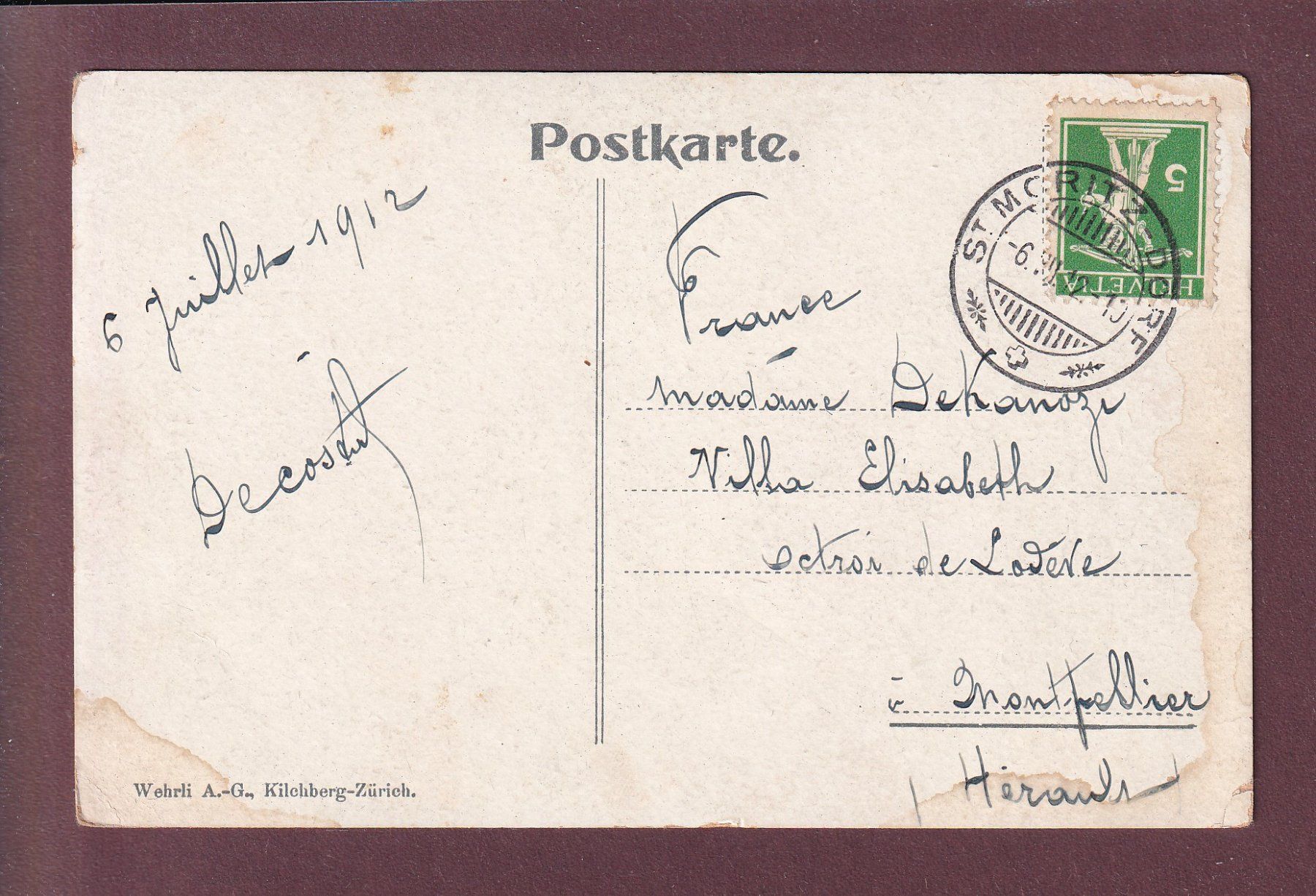 Cartoline postali: BERNINAFALL beim Morteratschgletscher - 1912 – Usato da Pully venduto da nicecards 1