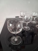 6er Set Weingläser mit Schliffmuster, feine Wein-Kelche
