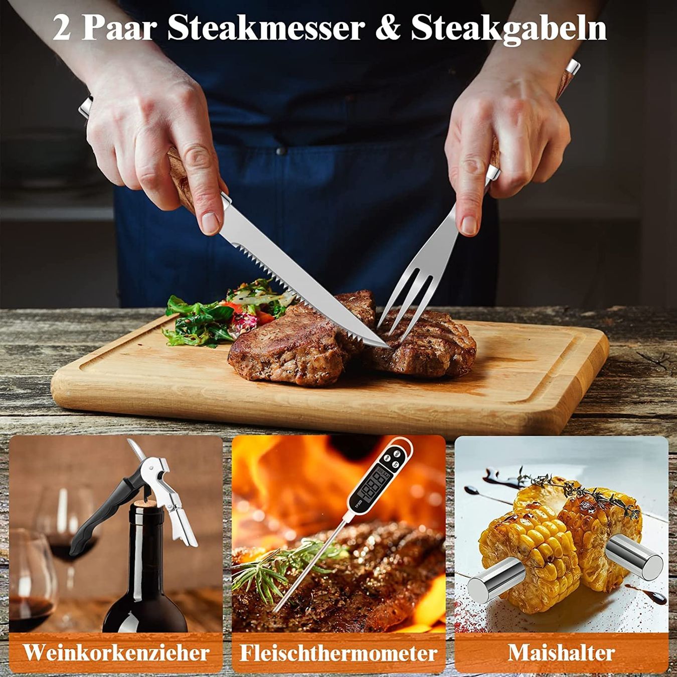 Set di posate: Edelstahl Grillzubehör Set – Nuovo e nell'imballaggio originale da Nuglar venduto da SaleRitter 3