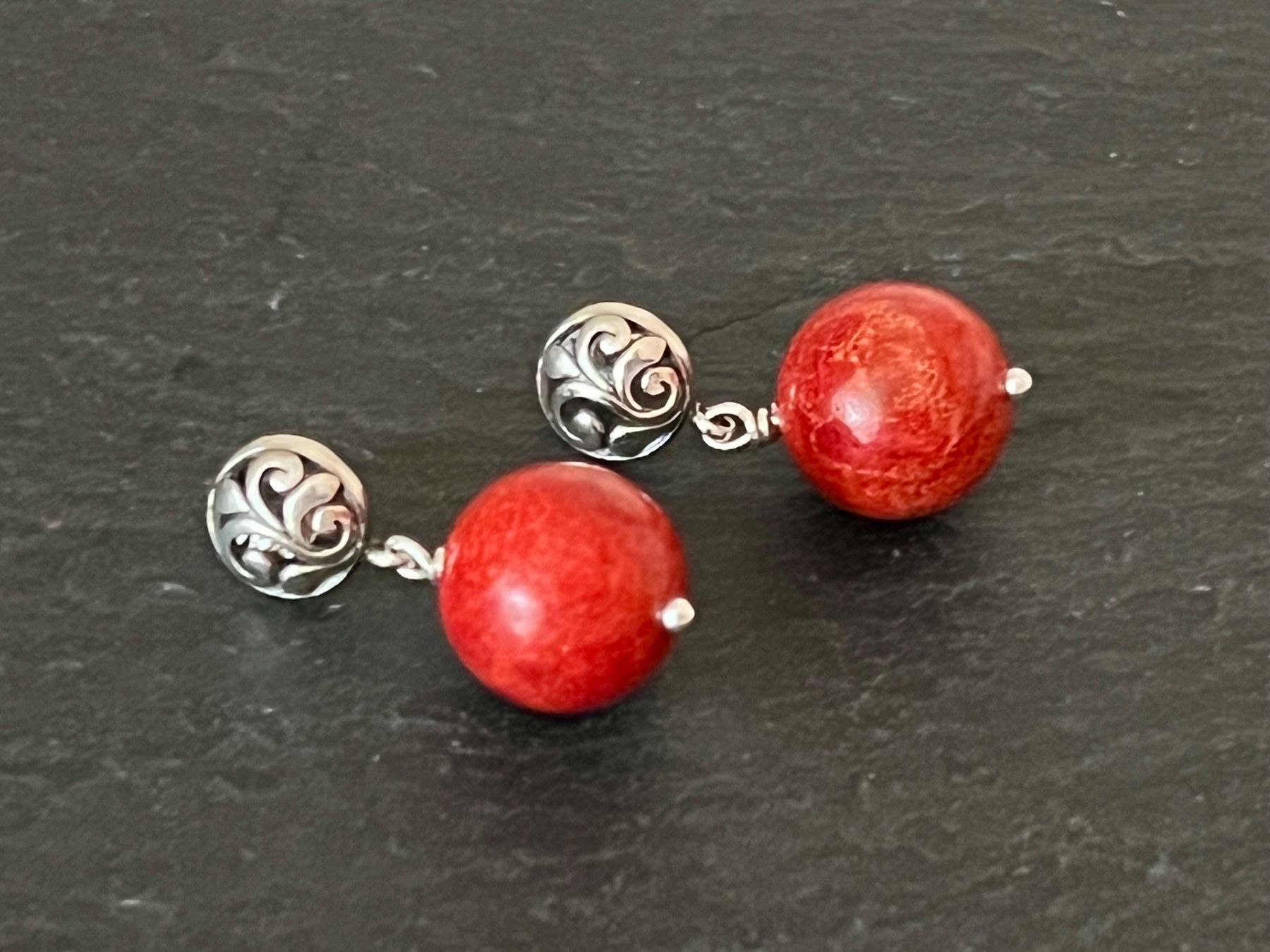 Orecchini pendenti & Orecchini a lobo: Boho Chic Coral Earrings Sterling Silver – Nuovo e nell'imballaggio originale da Rüschlikon venduto da ThereseJewelryDesign 2