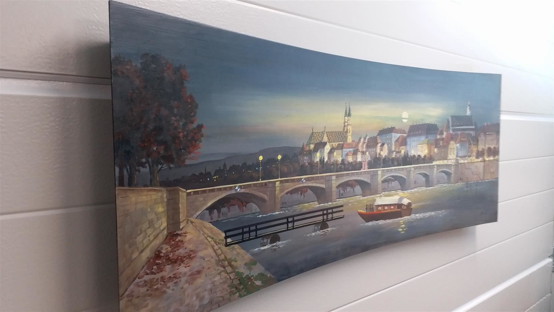 Tableaux: E.Kurti "Basel bei Nacht" Oelgemälde – D'occasion à Zürich par Galerie-Kunst 2
