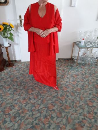 Langes 2tl. Partykleid  plus Stola  ROT