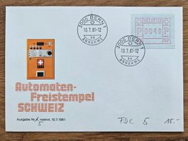 ATM 5 auf FDC  (Kat 15.--) ab 2.--