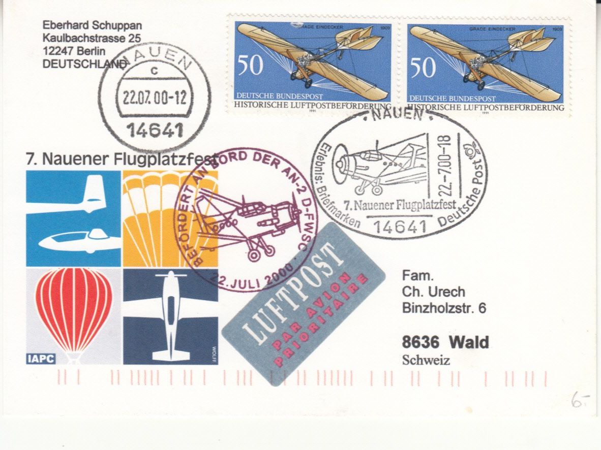 Tutti i francobolli: 7. Nauener Flugplatzfest 2000 – Usato da Bürglen TG venduto da StampGraf
