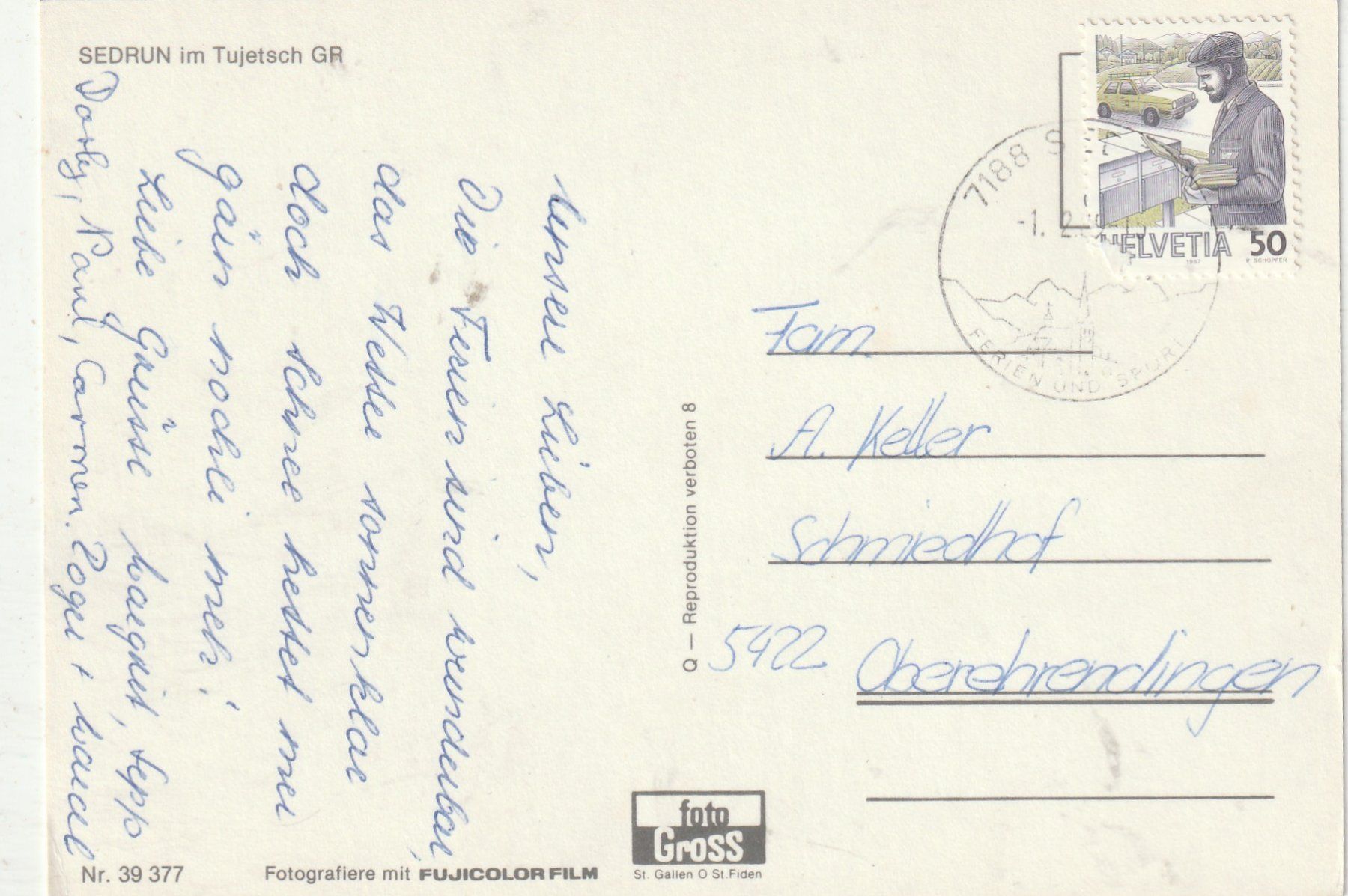 Cartoline postali: Sedrun – Usato da Lumbrein venduto da made02 1